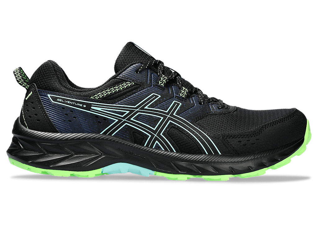 Men's Asics Gel-Venture 9, Black/Illuminate Mint, 11 D Medium