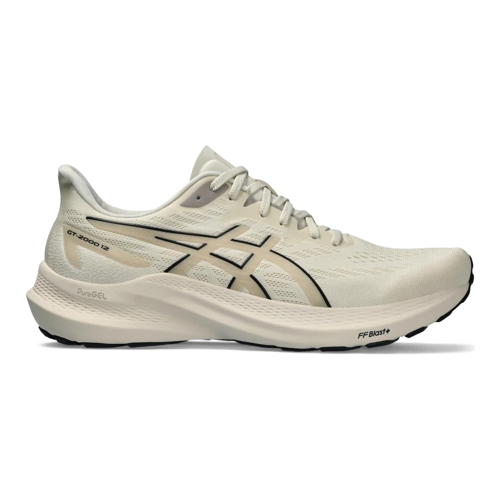 Men's Asics GT-2000 12, Oatmeal/Black, 8.5 D Medium