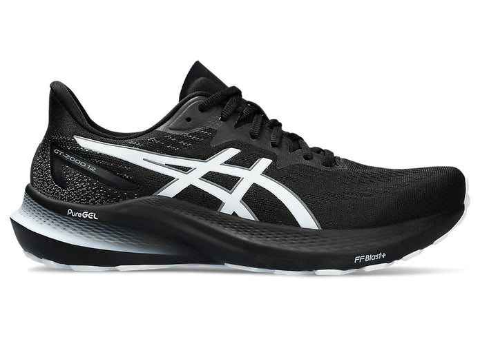 Men's Asics GT-2000 12, Black/White, 6 D Medium