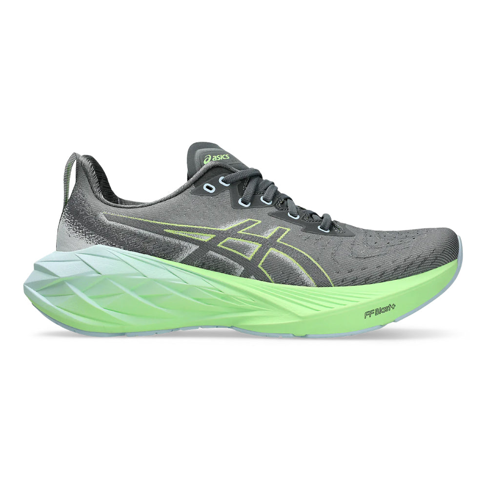 Men's Asics Novablast 4, Steel Grey/Electric Lime, 9.5 D Medium