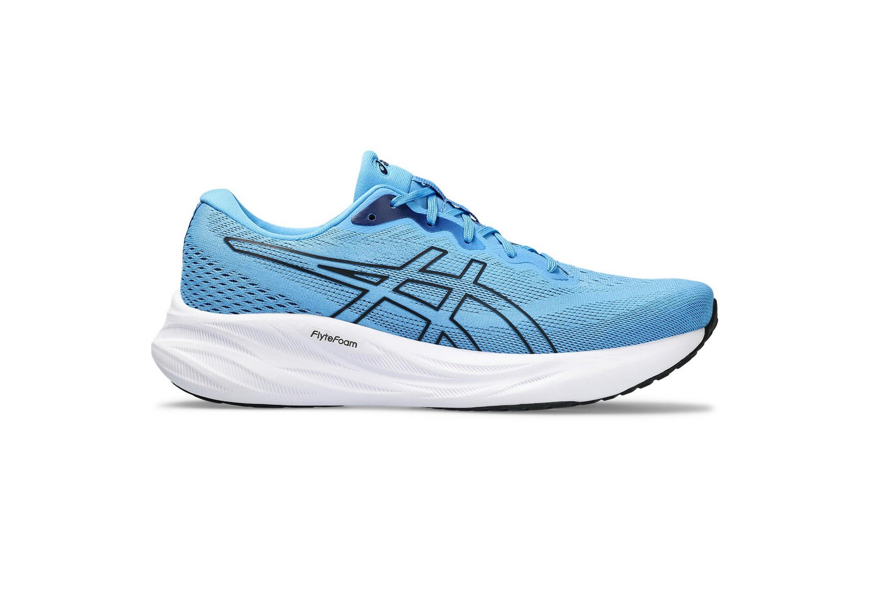 Asics Gel-Pulse 15 Mens running shoes in Waterscape/Black - side view on white background