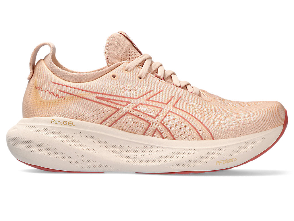 Women's Asics Gel-Nimbus 25, Pale Apricot/Light Garnet, 9 B Medium