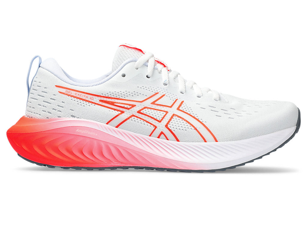 Women's Asics Gel-Excite 10, White/Sunrise Red, 9.5 B Medium