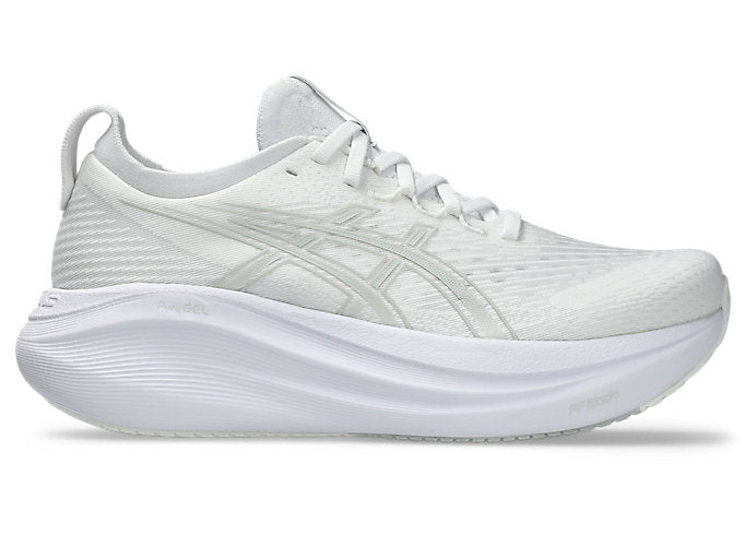 Women's Asics Gel-Nimbus 27, White/Glacier Grey, 7.5 B Medium