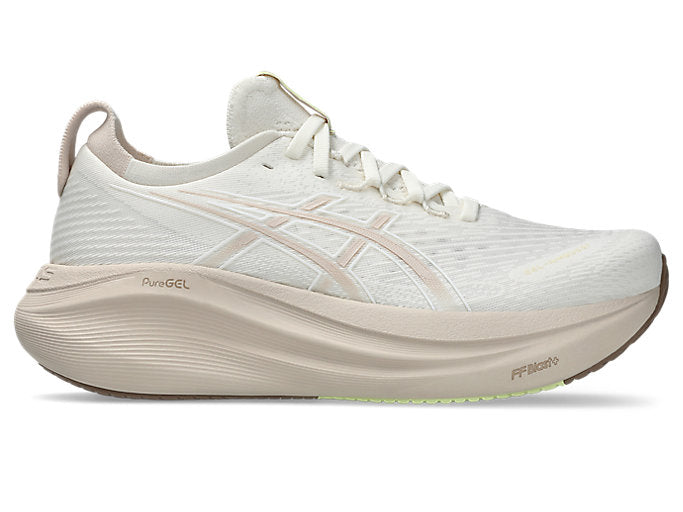 Women's Asics Gel-Nimbus 27, Cream/Mineral Beige, 8 B Medium