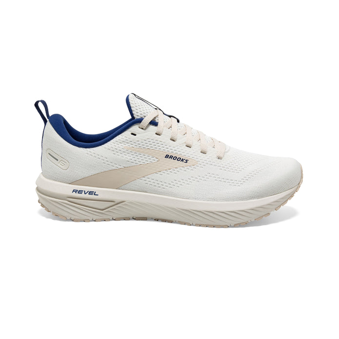 Men's Brooks Revel 6, White/Marshmallow/Blue, 13 D Medium