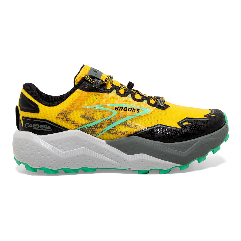 Men's Brooks Caldera 7, Lemon Chrome/Black/Springbud, 15 D Medium