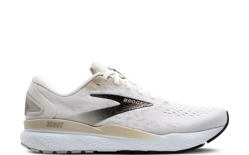 Men's Brooks Ghost 16, White/Pelican/Oyster, 9.5 D Medium