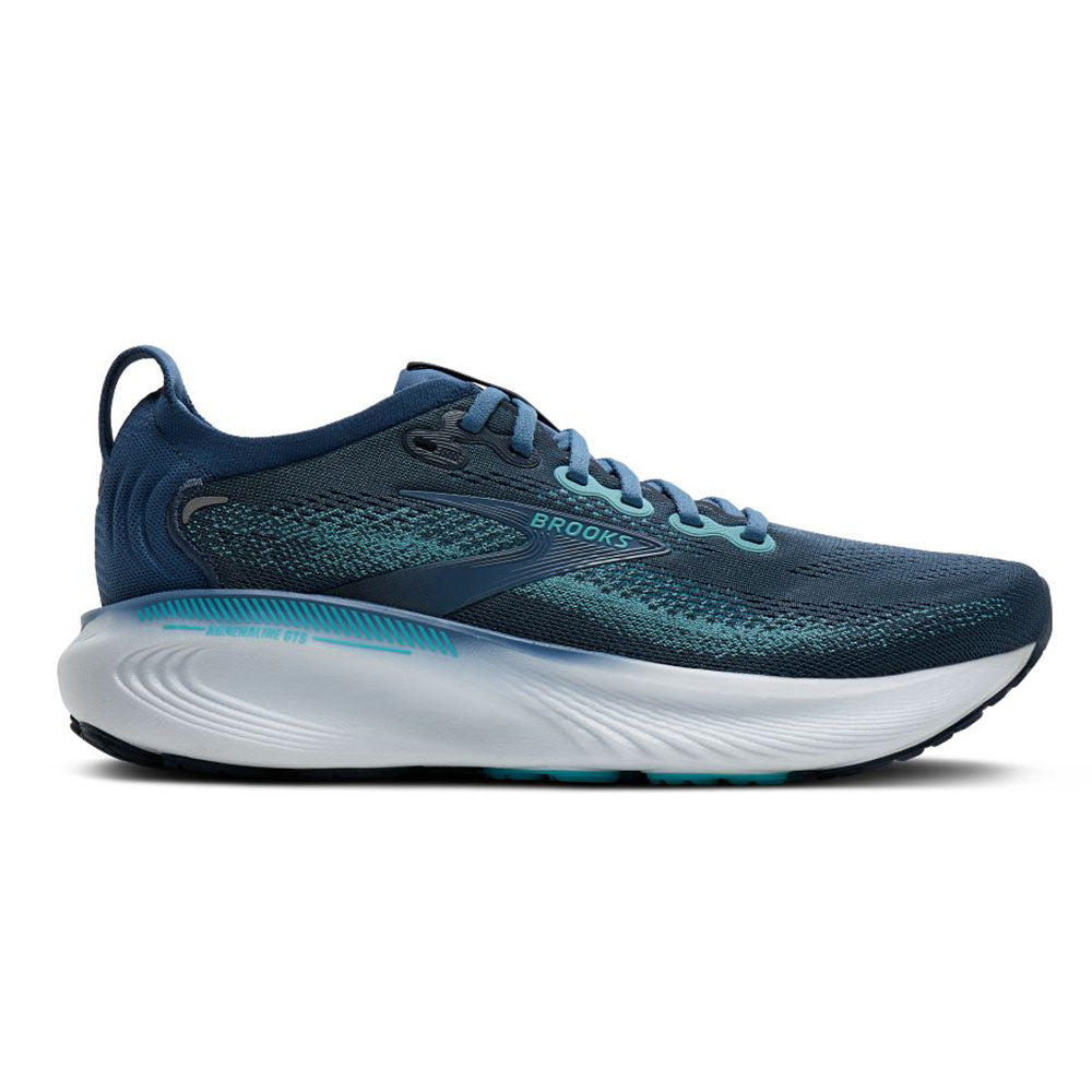 Side view on white background of Mens Brooks Adrenaline GTS 25 running shoe in Spellbound/Moonlight/Ipanema, Medium (Regular) width