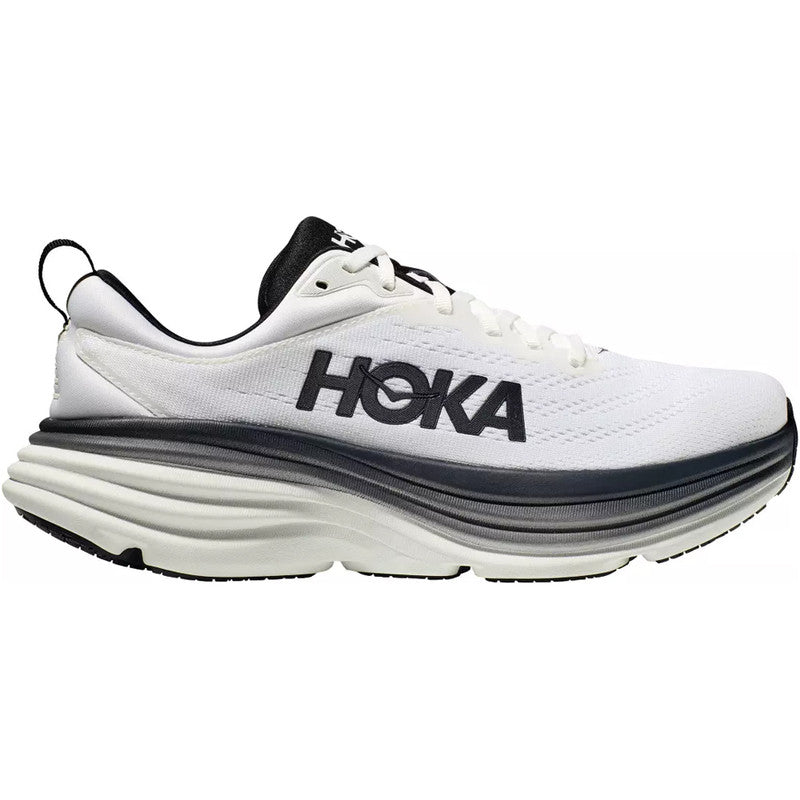 Men's Hoka Bondi 8, White/Black, 12 2E Wide