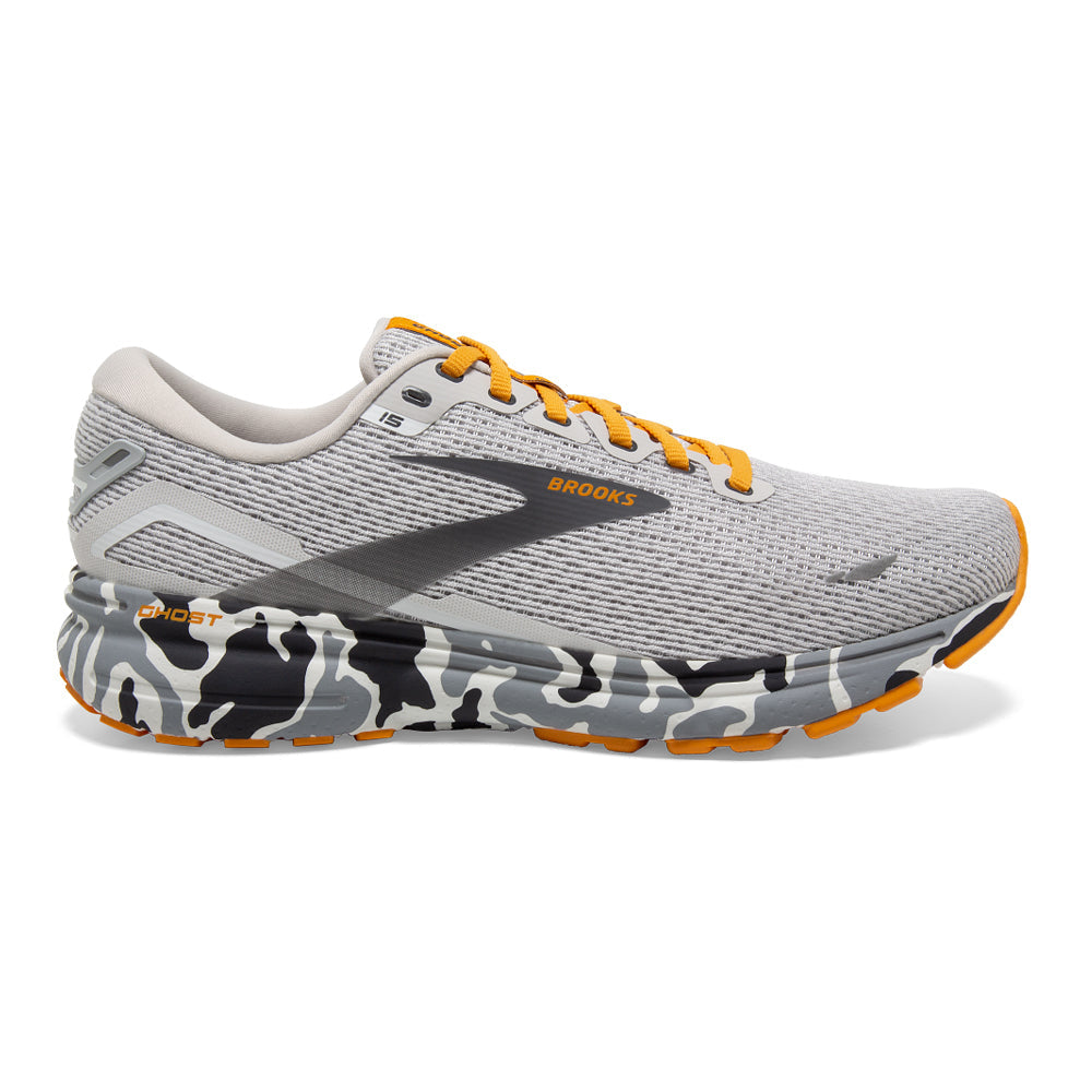 Women's Brooks Ghost 15, Blanc/Gray/Sunflower, 10 B Medium