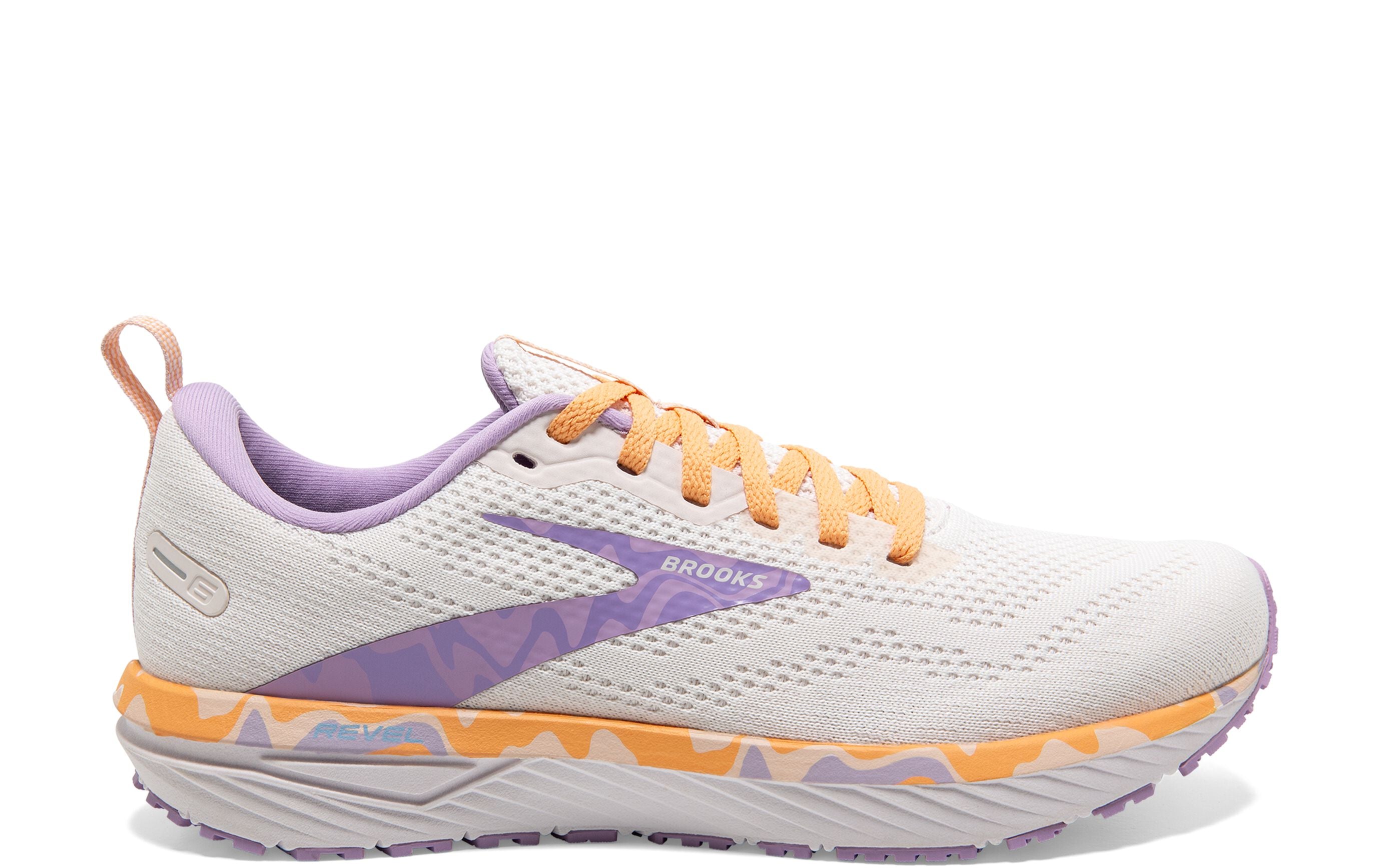 Women's Brooks Revel 6, White/Vista/Lavendula, 9 B Medium