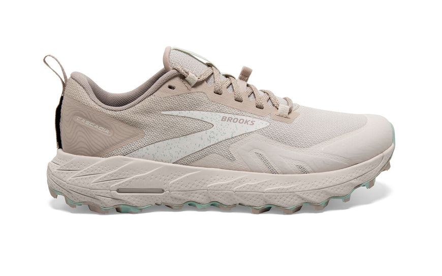 Women's Brooks Cascadia 17, White Sand/Chateau Grey, 10.5 B Medium