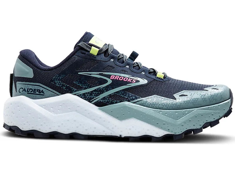 Women's Brooks Caldera 7, Peacoat/Citadel/Sunny Lime, 12 B Medium