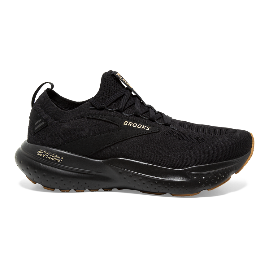 Men's Brooks Glycerin Stealthfit 21, Black/Cream/Biscuit, 14 D Medium