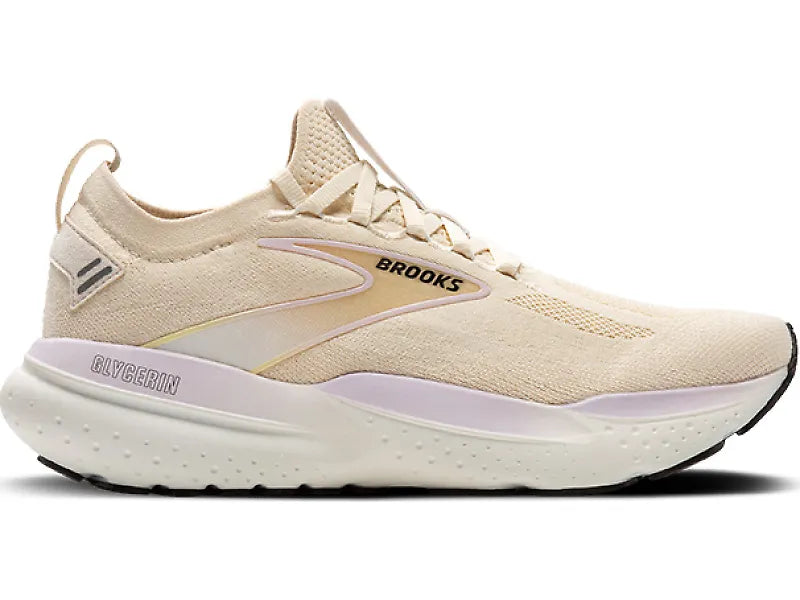 Women's Brooks Glycerin StealthFit 21, Coconut/Lavender/Cream, 10.5 B Medium