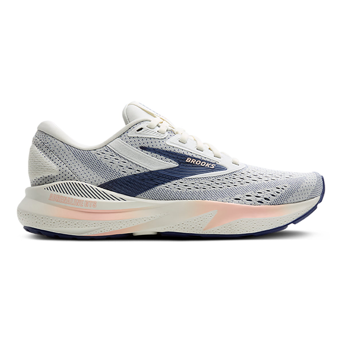 Women's Brooks Adrenaline GTS 24, Grey/Blue Ribbon/Peach, 9 D Wide