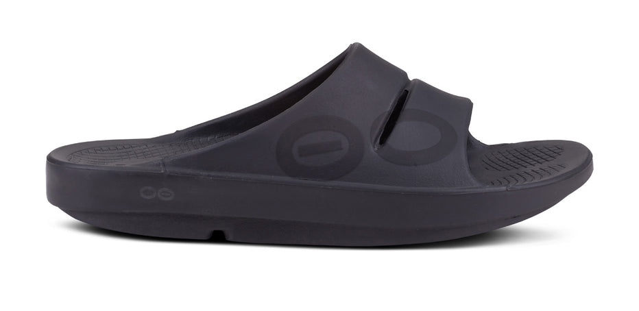Men's OOFOS OOahh Slide, Black Matte, 9 D Medium