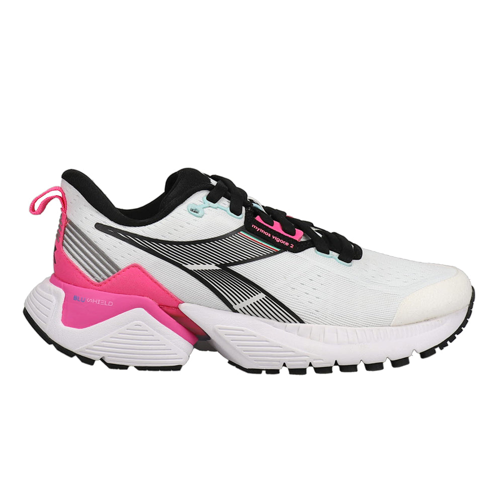 Women's Diadora Mythos Blushield Vigore 2, White/Pink Fluo/Black, 8.5 B Medium