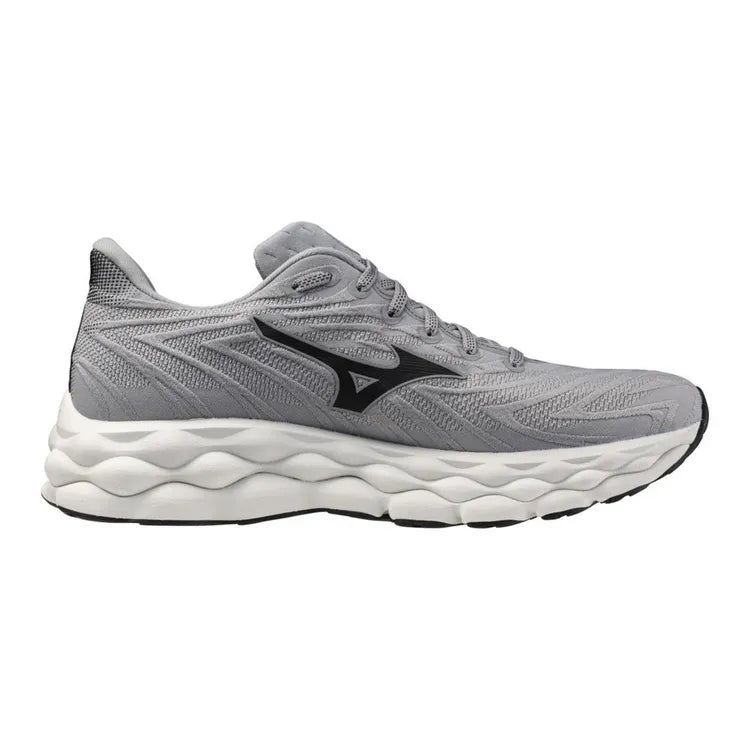 Mizuno Wave Sky 8 Mens running shoes in Ultimate Grey/Black - side view on white background