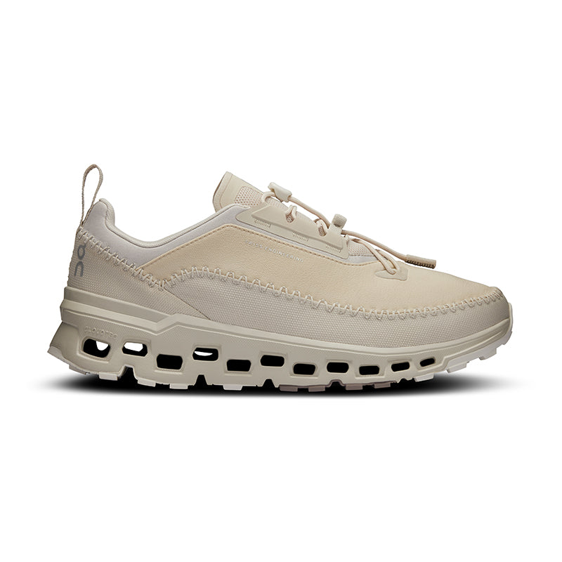 Side view on white background of Mens On Cloudaway 2 running shoe in Sand/Ice, Medium (Regular) width