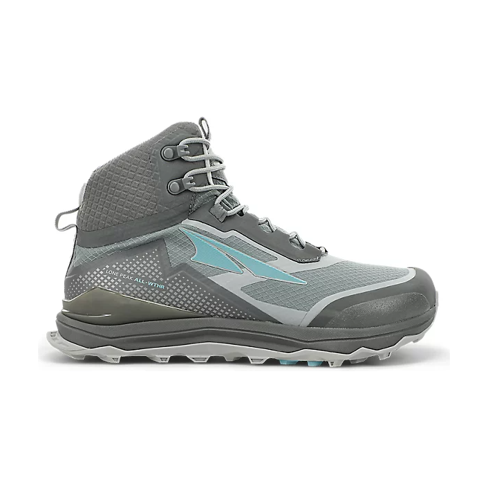 Women's Altra Lone Peak All-WTHR Mid, Gray/Green, 8 B Medium
