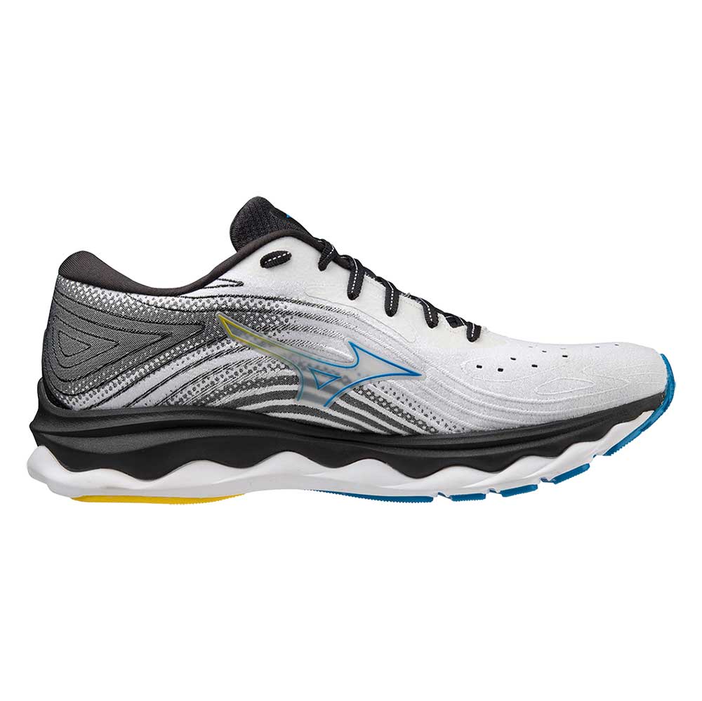Men's Mizuno Wave Sky 6, White Cyber Yellow, 12 D Medium