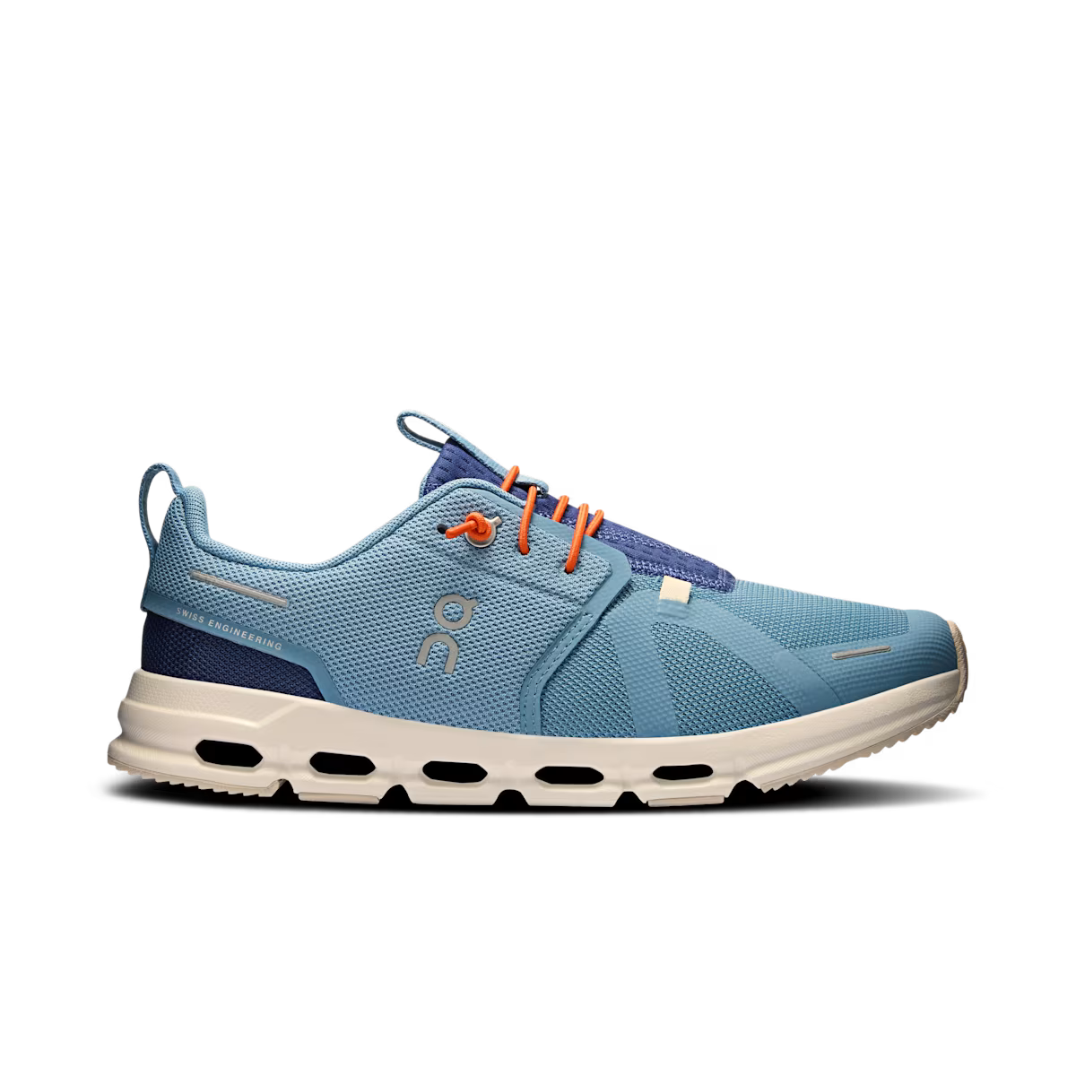 Side view on white background of Youth On Cloud Sky running shoe in Dust/Acai, Medium (Regular) width