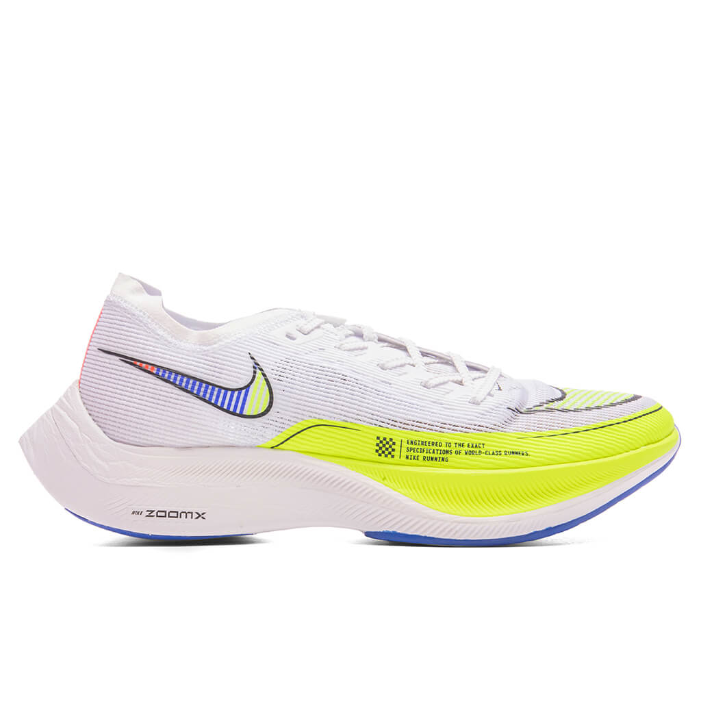 Women's Nike ZoomX Vaporfly Next% 2, White/Black-Volt-Racer Blue, 9.5 B Medium