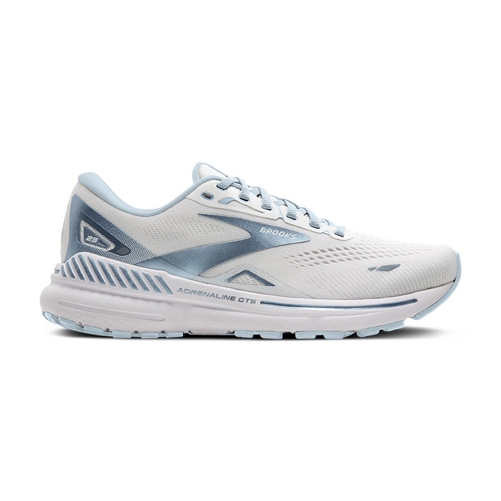 Women's Brooks Adrenaline GTS 23, White/Illusion Blue, 9.5 B Medium