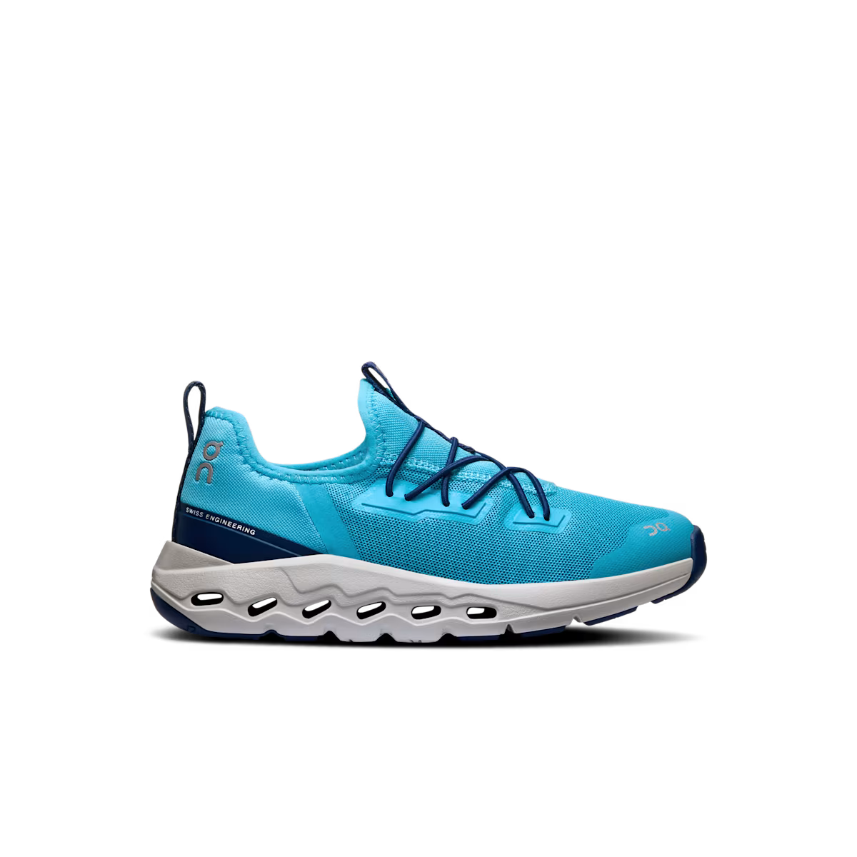 Side view on white background of Kids On Cloudleap running shoe in Horizon/Tempest, Medium (Regular) width
