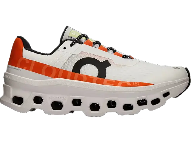Women's On Cloudmonster, Undyed-White/Flame, 8.5 B Medium