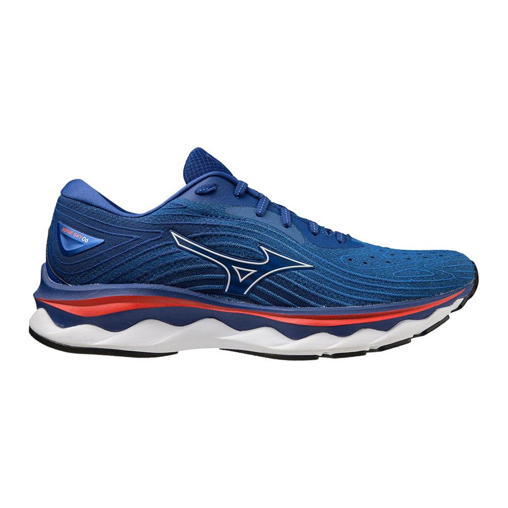 Men's Mizuno Wave Sky 6, Turkish Sea/White, 12.5 D Medium