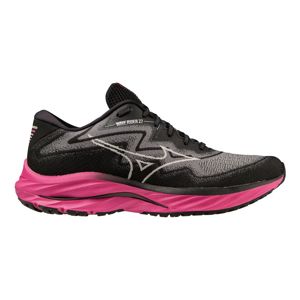 Men's Mizuno Wave Rider 27 SSW, Black/Harbor Mist, 12 D Medium
