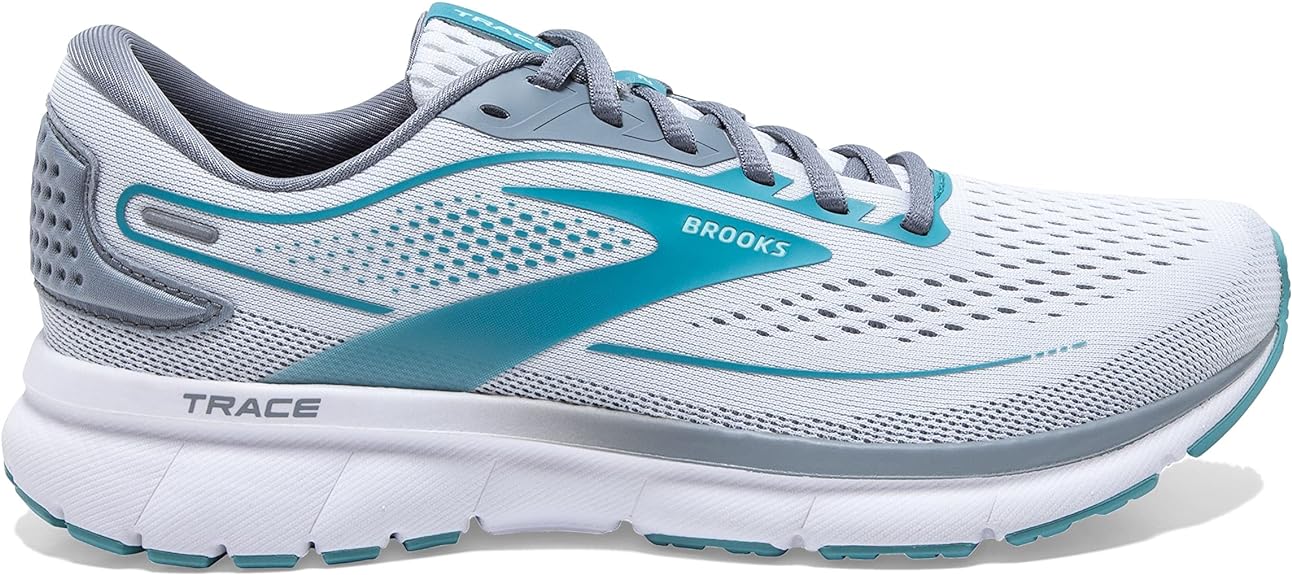 Women's Brooks Trace 2, White/Grey/Porcelain, 6.5 B Medium