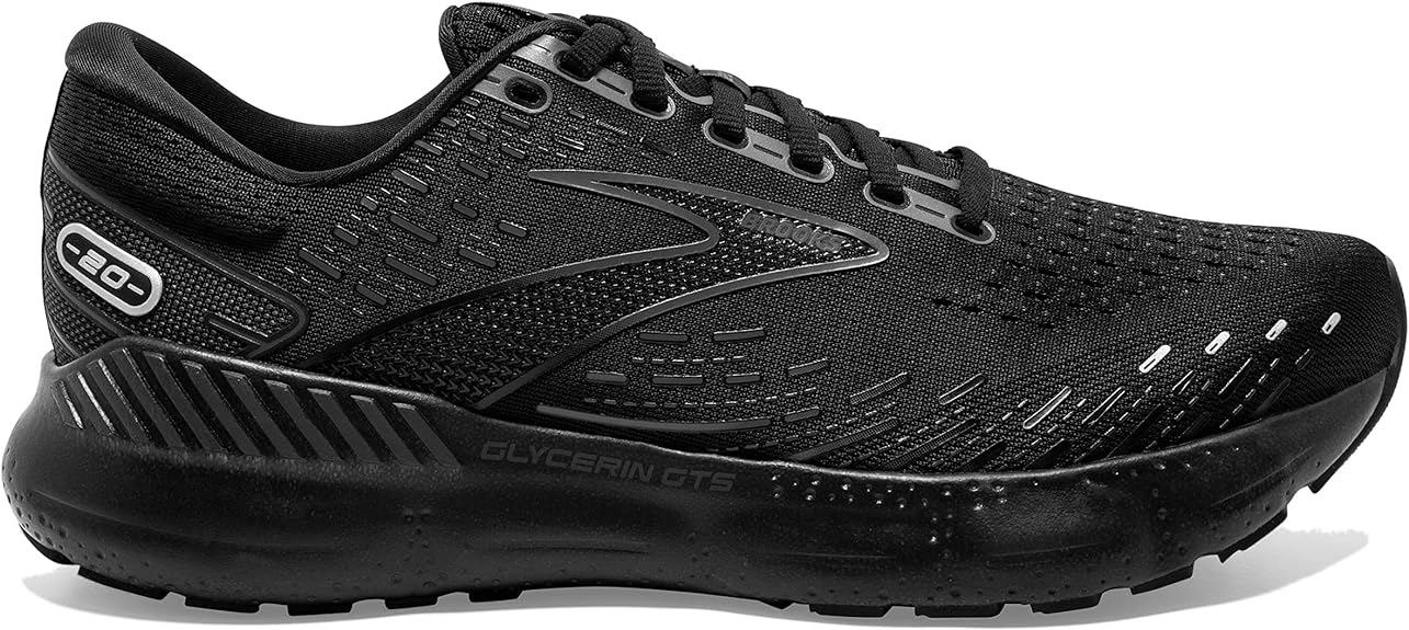 Men's Brooks Glycerin GTS 20, Black/Black/Ebony, 14 2E Wide