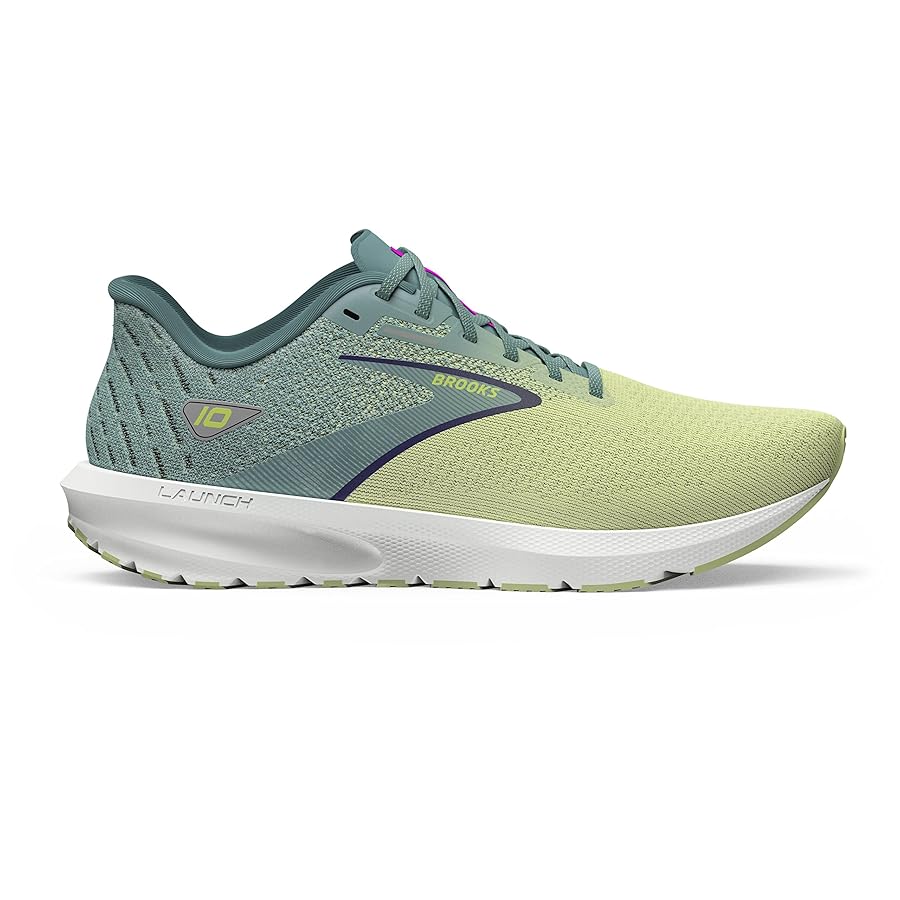 Women's Brooks Launch 10, Lime/Mineral Blue/Wisteria, 10 B Medium