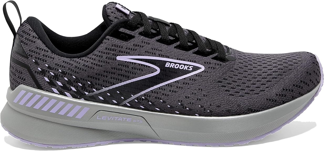 Women's Brooks Levitate GTS 5, Ebony/Black/Lilac, 7 B Medium