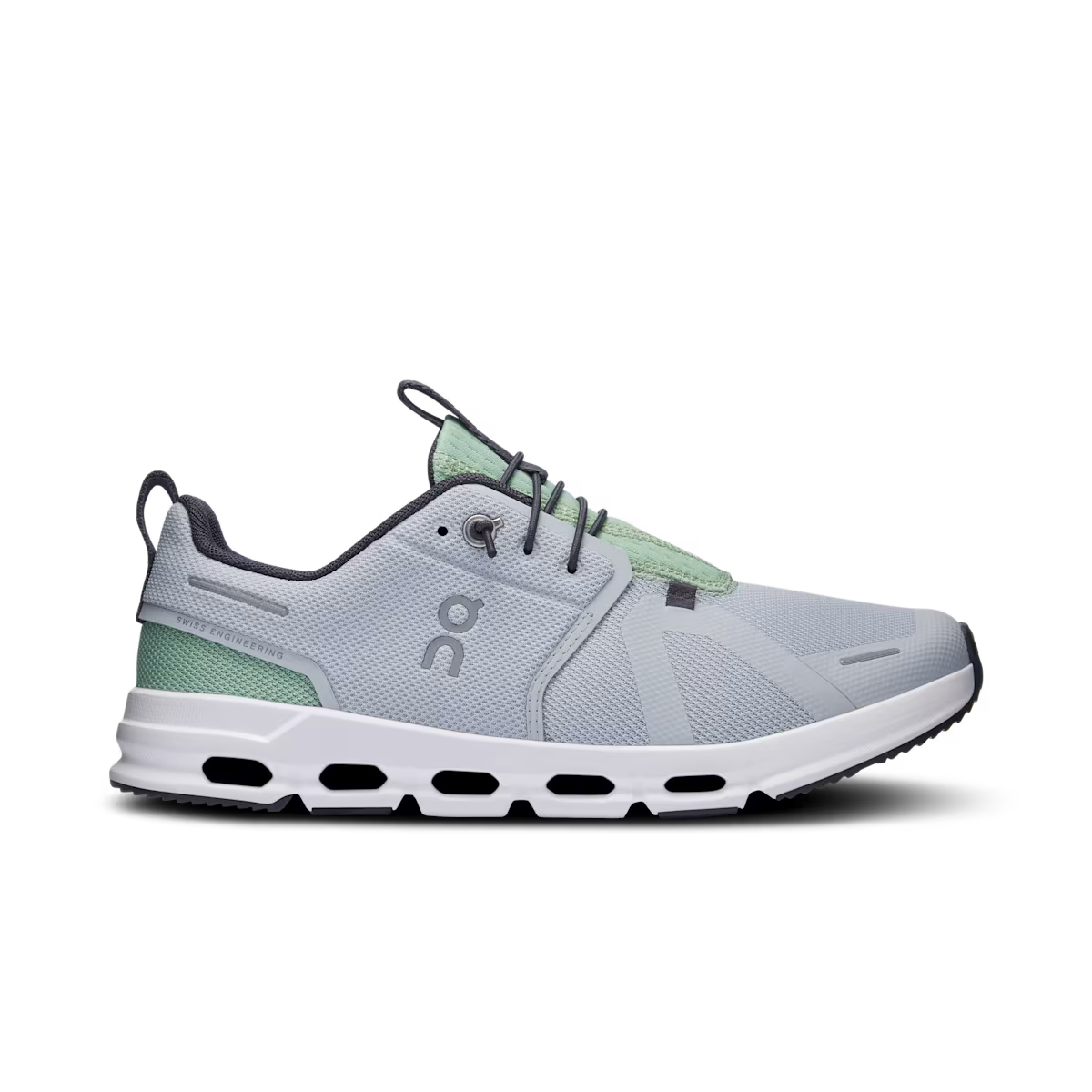 Side view on white background of Youth On shoe in Glacier/Sage, Medium (Regular) width