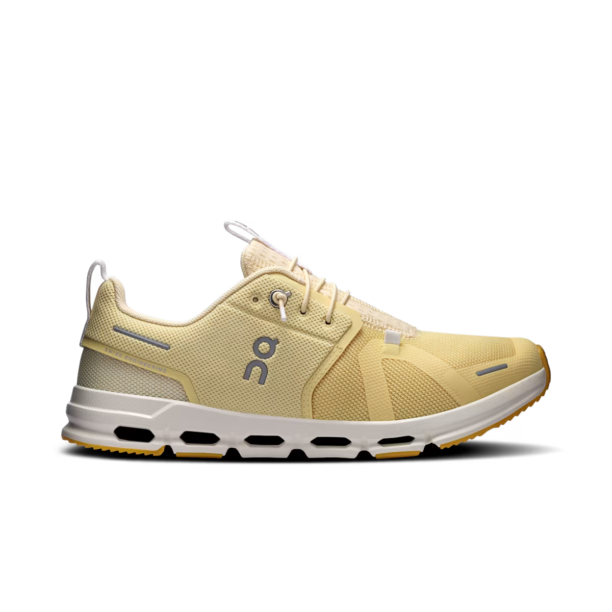 Side view on white background of Youth On Cloud Sky running shoe in Nectar/Castor, Medium (Regular) width