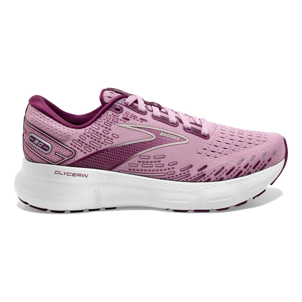 Women's Brooks Glycerin 20, Mauve/Grape Wine/Grey, 6.5 B Medium