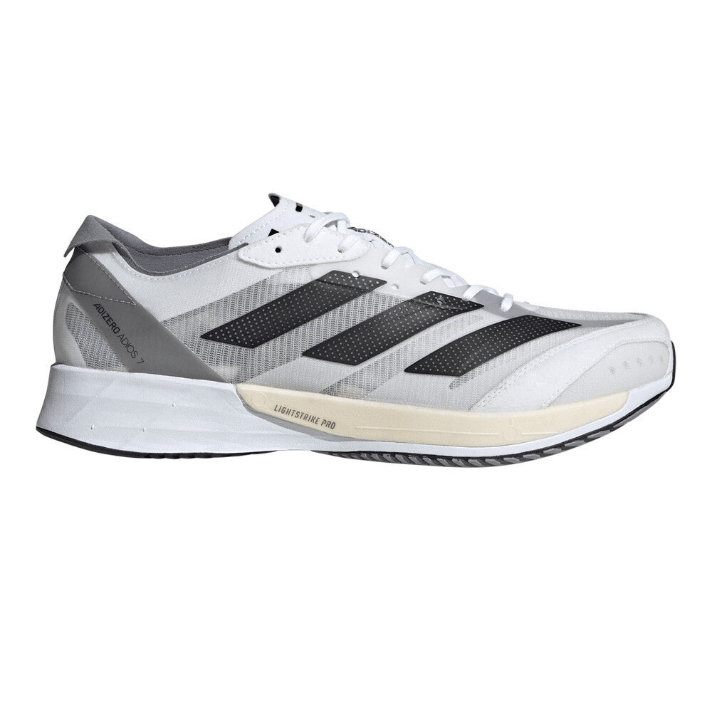Men's Adidas Adizero Adios 7, FTWR White/Core Black/Grey Three, 9.5 D Medium