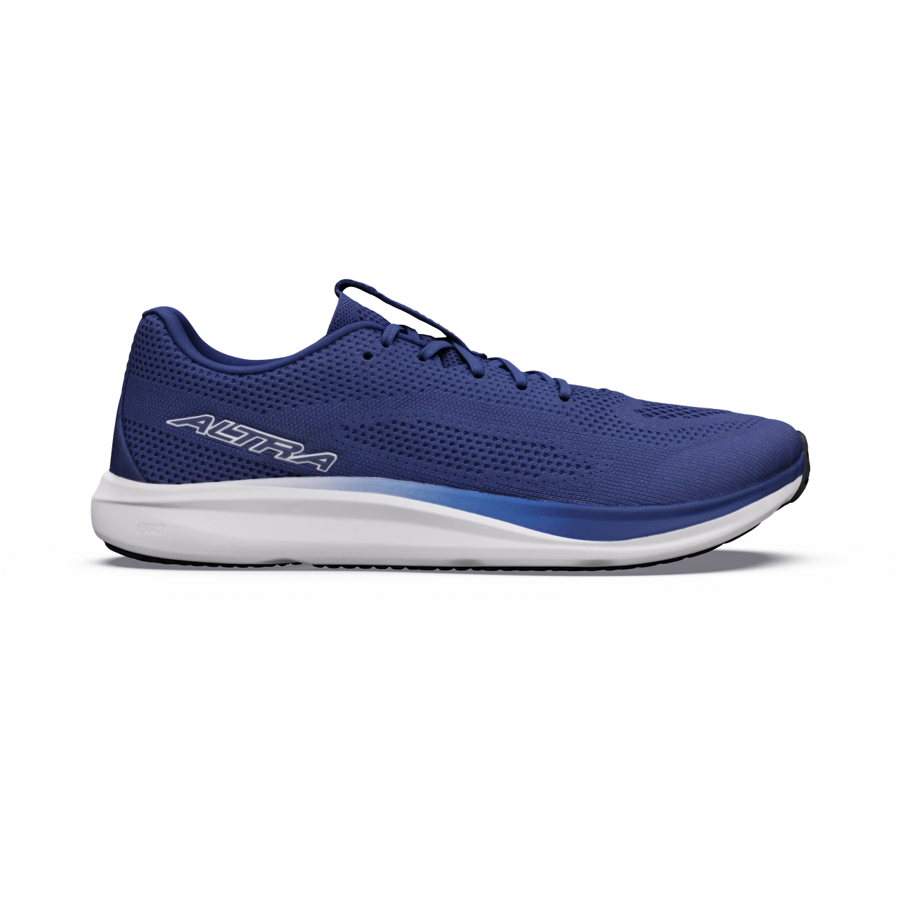 Side view on white background of Mens Altra Escalante 5 running shoe in Oceana/White/Black, Medium (Regular) width