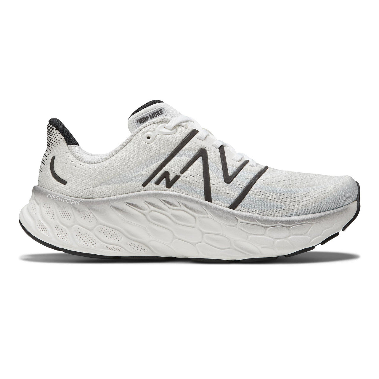 Men's New Balance Fresh Foam X More v4, White/Black Metallic/Black, 9.5 D Medium