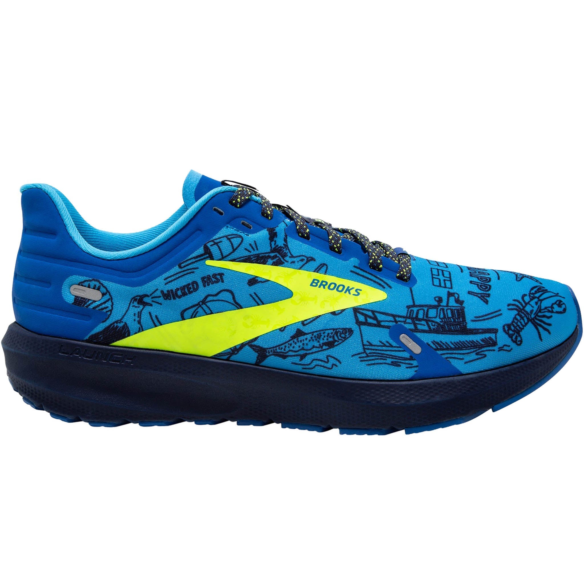 Women's Brooks Launch 9, Nautical Blue/Nightlife/Peacoat, 6 B Medium