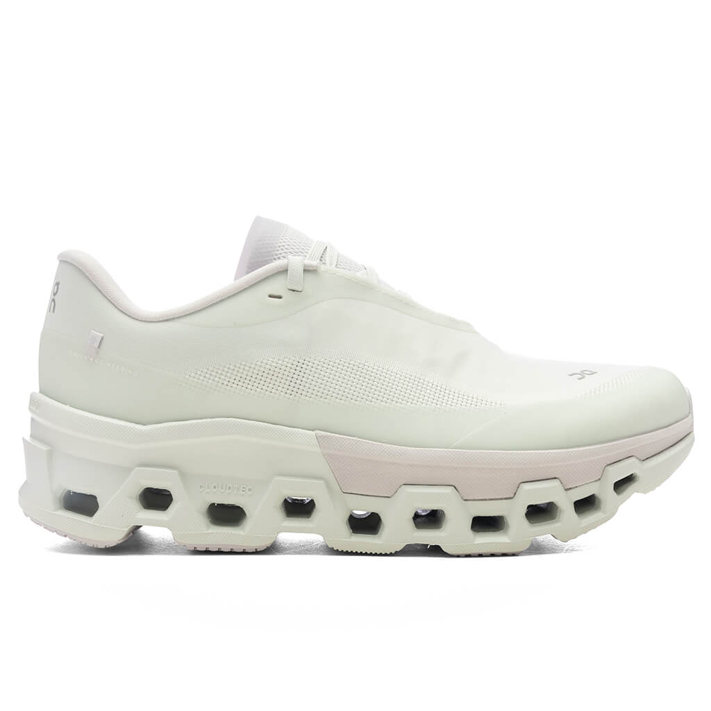 Side view on white background of Mens On Cloudmonster 2 PAF running shoe in Vapor/Frost, Medium (Regular) width