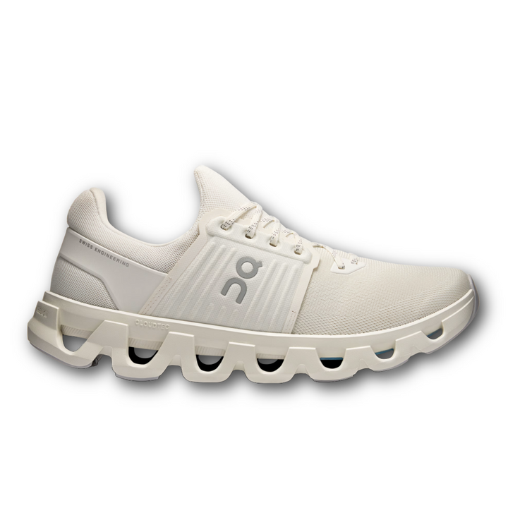 Side view on white background of Mens On Cloudswift 4 AD running shoe in Ivory/Ivory, Medium (Regular) width