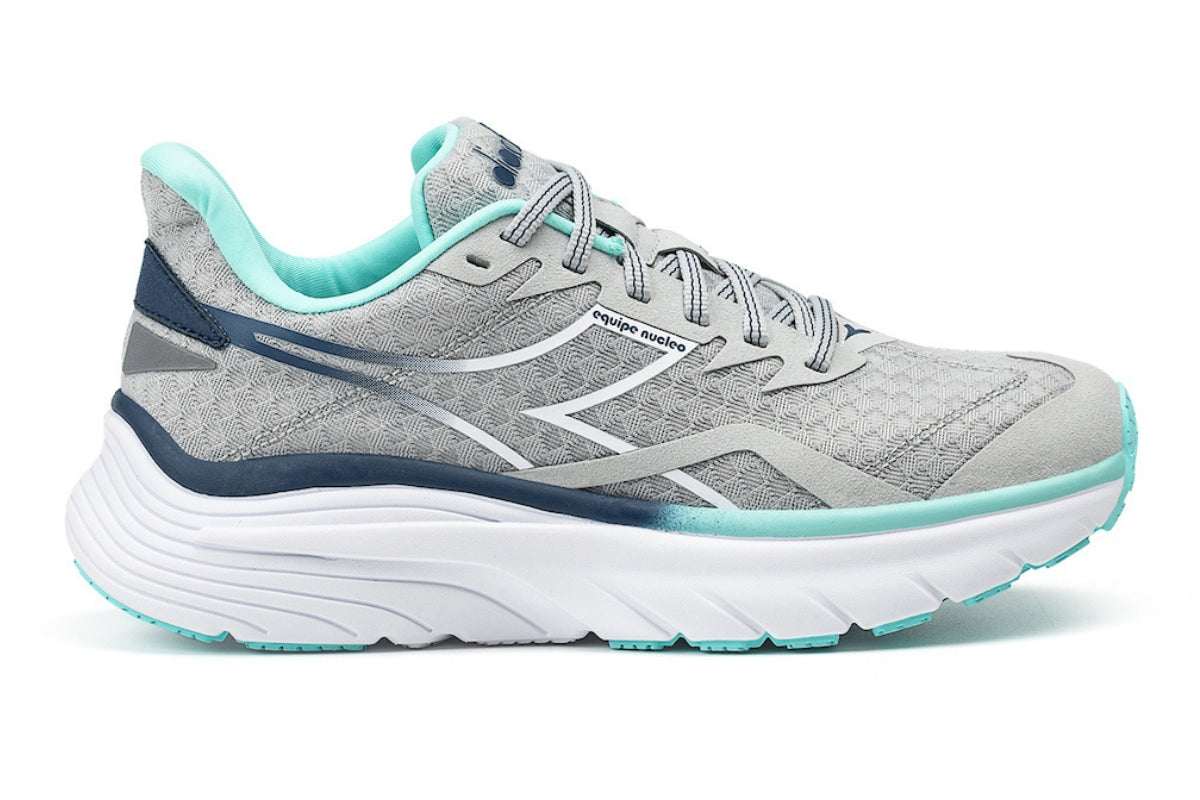 Women's Diadora Equipe Nucleo, Silver DD/White/Aruba Blue, 7.5 B Medium