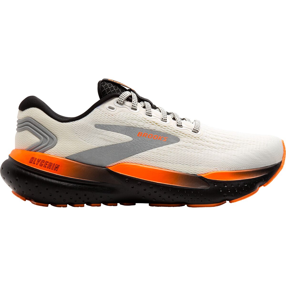 Men's Brooks Glycerin 21, Ecru/Orange/Black, 13 D Medium