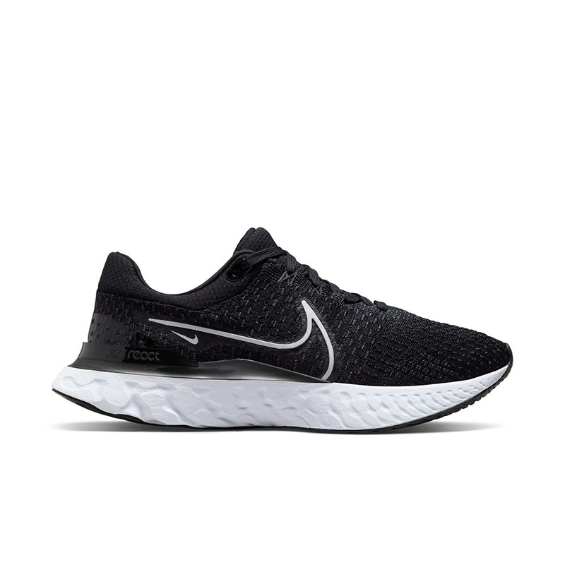 Men's Nike React Infinity Run Flyknit 3, Black/White, 10 D Medium